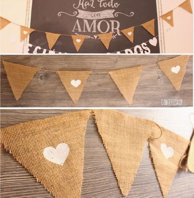 Con Yute,mecate y blondas.ideas Diy.hacer tus banderines, invitaciones,sillas y más,decoración rústica Vintage. 7