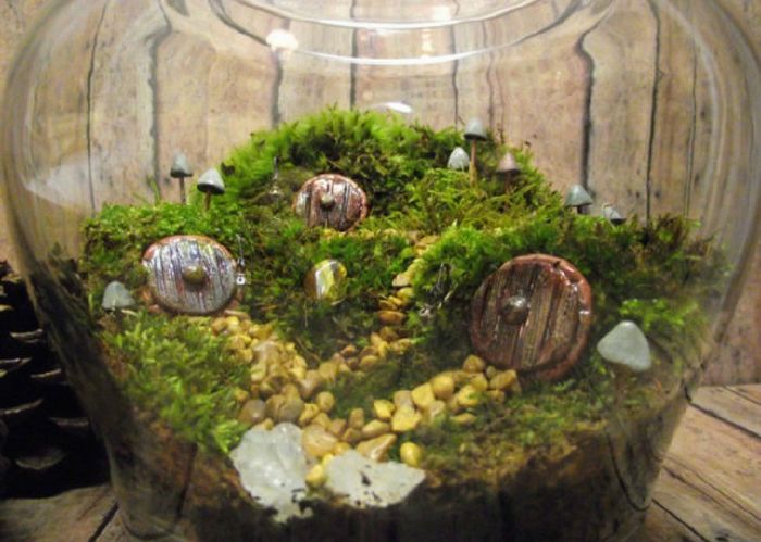 Centros de mesa rústicos con Jardines miniatura 8