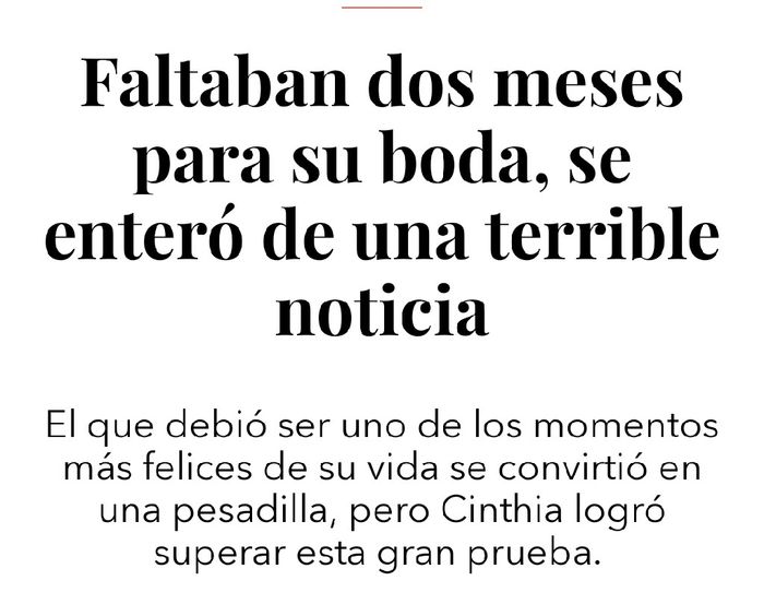 Descubrió su enfermedad poco antes de la boda. - 1