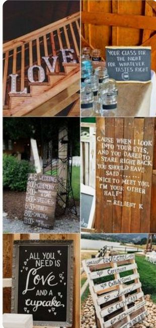 Decoración de señalamiento y letreros de madera para boda rústica o vintage. 6