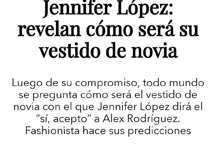 Jennifer López Revela cómo será su vestido de novia - 2