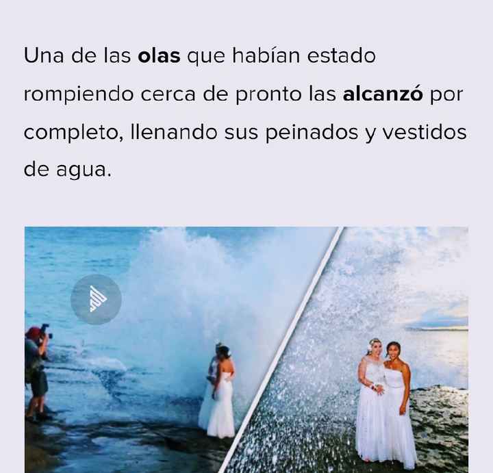 Novias en sesión de boda reciben Ola sorpresa frente al mar - 3