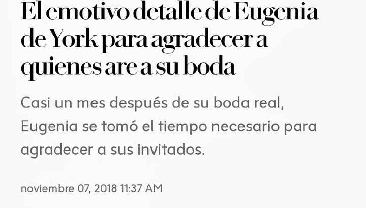 Agradecimiento Por Escrito en Boda Real de York - 2