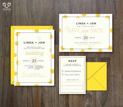 Invitaciones para boda color amarillo 9