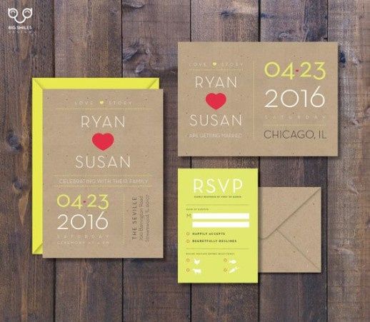 Invitaciones para boda color amarillo 12