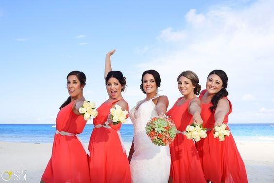 Vestidos para damas de honor color naranja 4