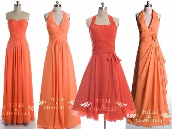Vestidos para damas de honor color naranja 18
