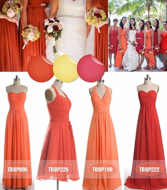 Vestidos para damas de honor color naranja 19