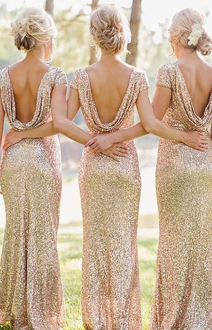 Ideas para vestidos de damas en Dorado 🌈 1