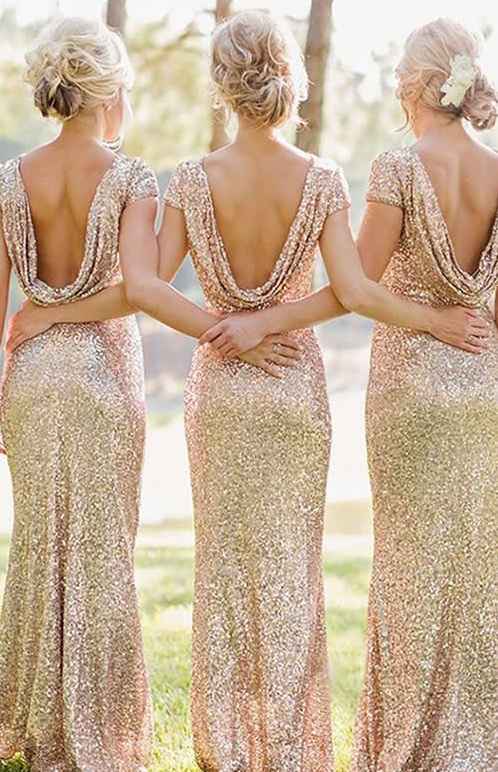 Ideas para vestidos de damas en Dorado 🌈 - 1