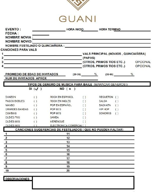 Lista de canciones para dj 2