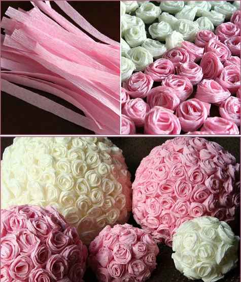 topiarios con florecitas de papel