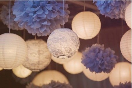 Pompones y lampara chinas