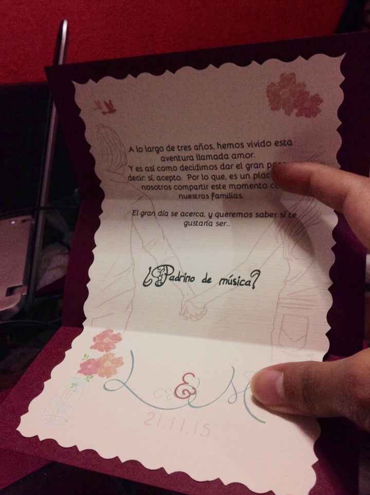 Invitaciones para padrinos, interior