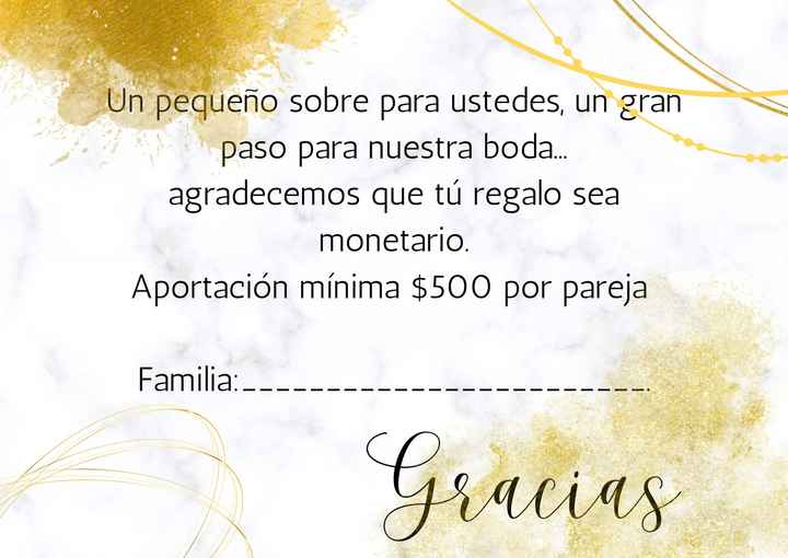 Despedída de solter@s, como decirle a mi familia que el regalo es monetario? - 1