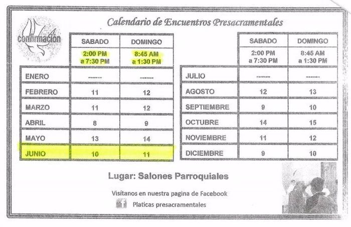 fechas para la preparacion