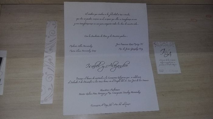 Invitacion # 3 (La parte de adentro y el pase para la recepcion)