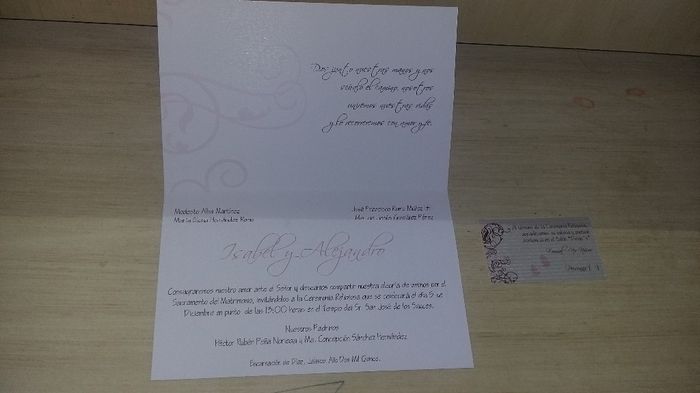 Invitacion #4 (La parte de adentro y el pase para la recepcion)