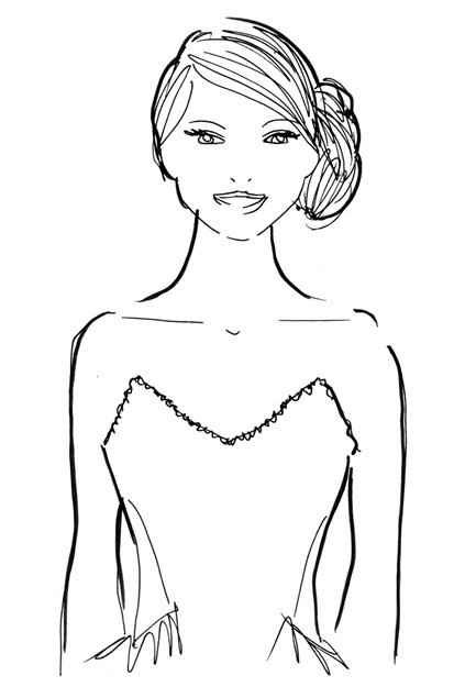 Escote: palabra de honor. Peinado sugerido: moño a un lado, melena suelta con coronas de flores o to