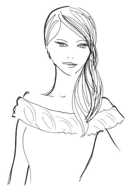 Escote: barco. Peinado sugerido: flequillo y una elegante coleta baja a un lado con puntas ligeramen