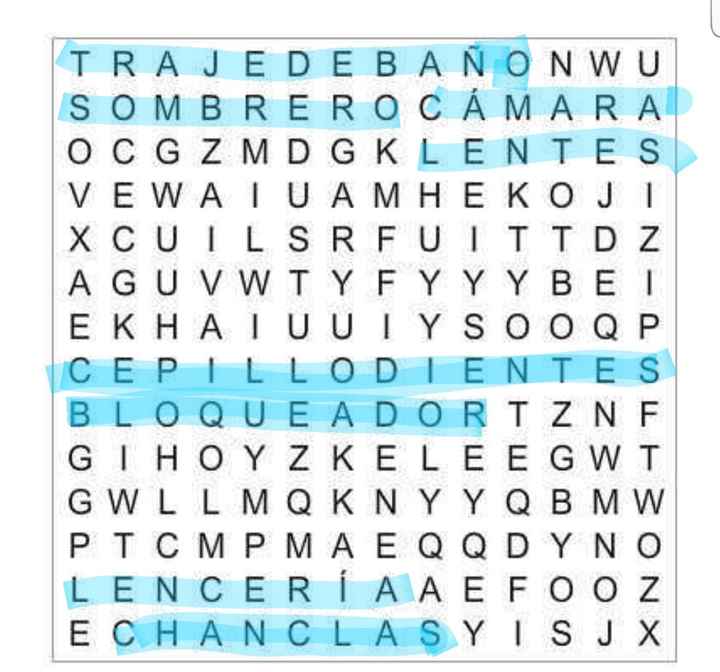 Sopa de letras: Maleta para la luna de miel 🎒 - 1