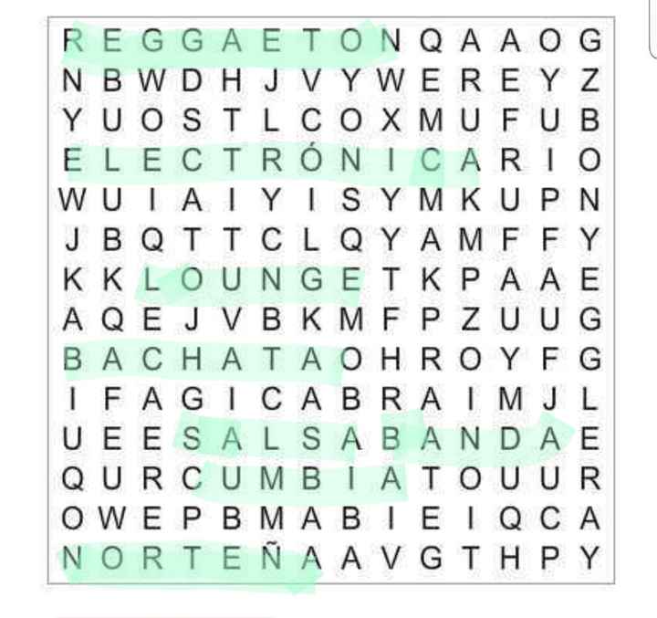 Sopa de letras: Tipos de música para la boda - 1