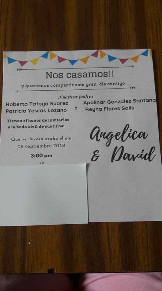 Imprimi la invitación en hojas blancas normales sólo que el fondo era color hueso, al final me arrep