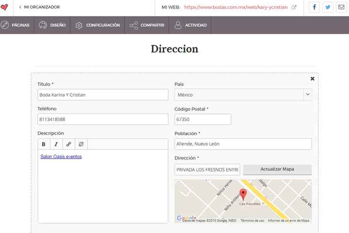 Ya que llenas todo sobre la direccion