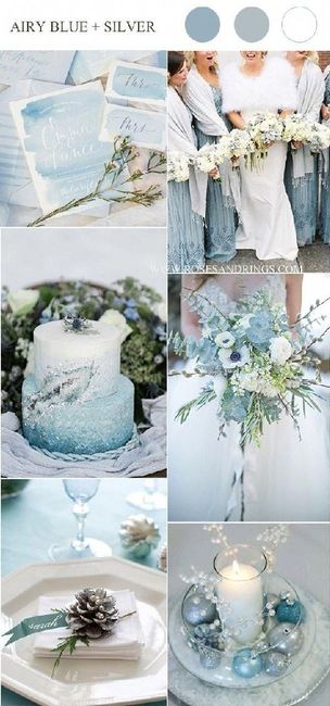 Paletas de colores con azul para bodas en invierno❄️ 5