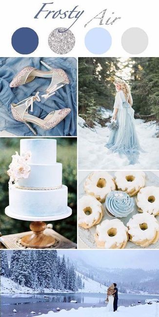 Paletas de colores con azul para bodas en invierno❄️ 7