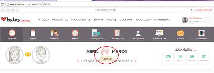 Modificar fecha de boda