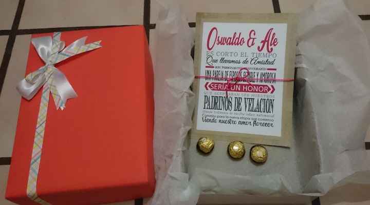 Tarjeta para padrinos de Velación