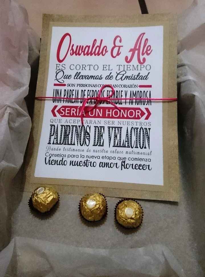 Tarjeta DIY padrinos de velación