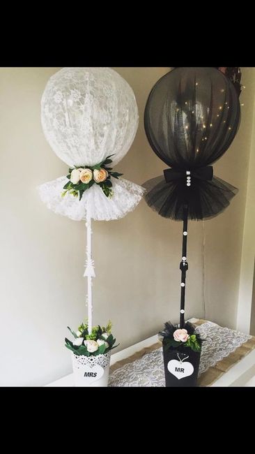 Globos vestidos de novios.  Me parece mejor para una despedida de solteros mixta