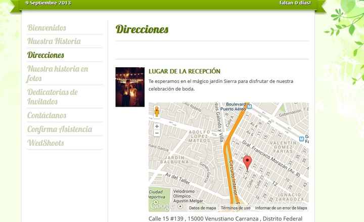 web de boda seccion direcciones