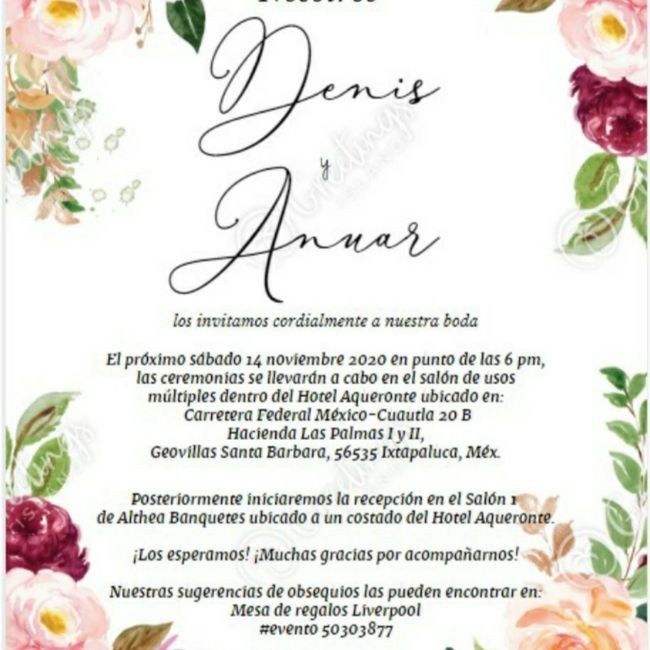 Donde agregar el número de evento de la mesa de regalos a las invitaciones 3