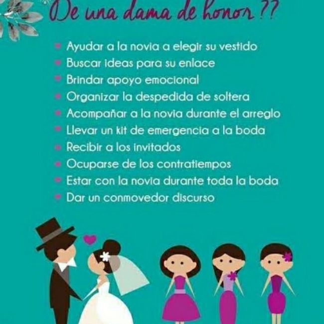 ¿Que deben hacer las damas de honor? 1