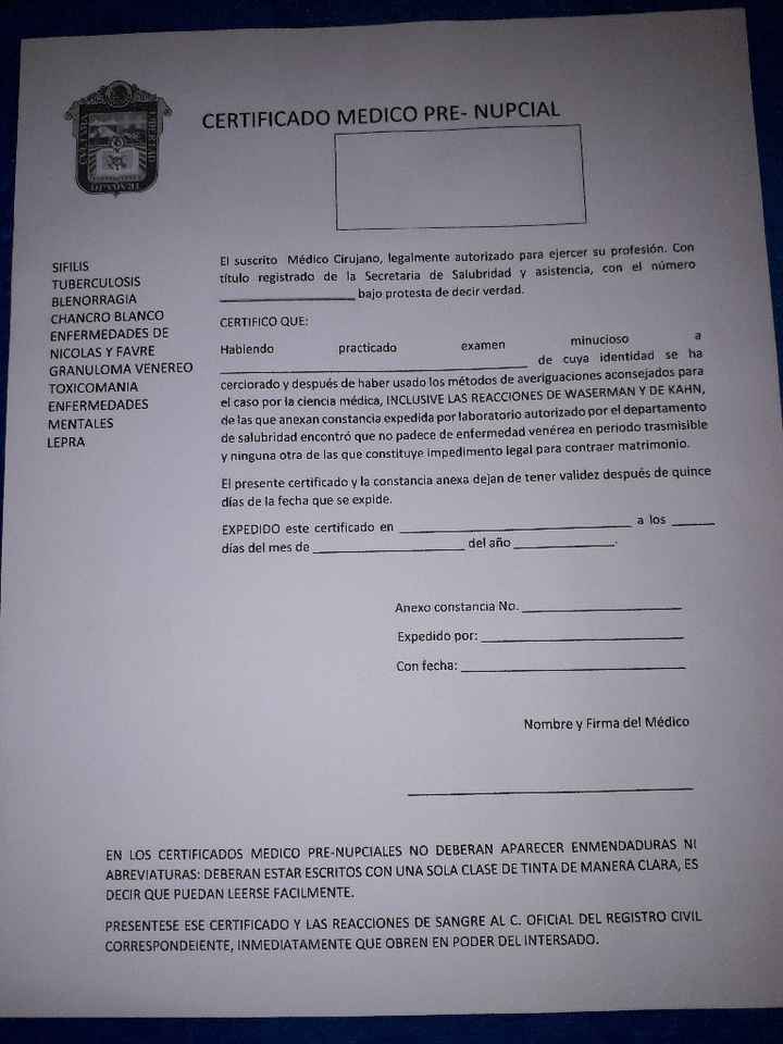 Certificado médico prenupcial - 1