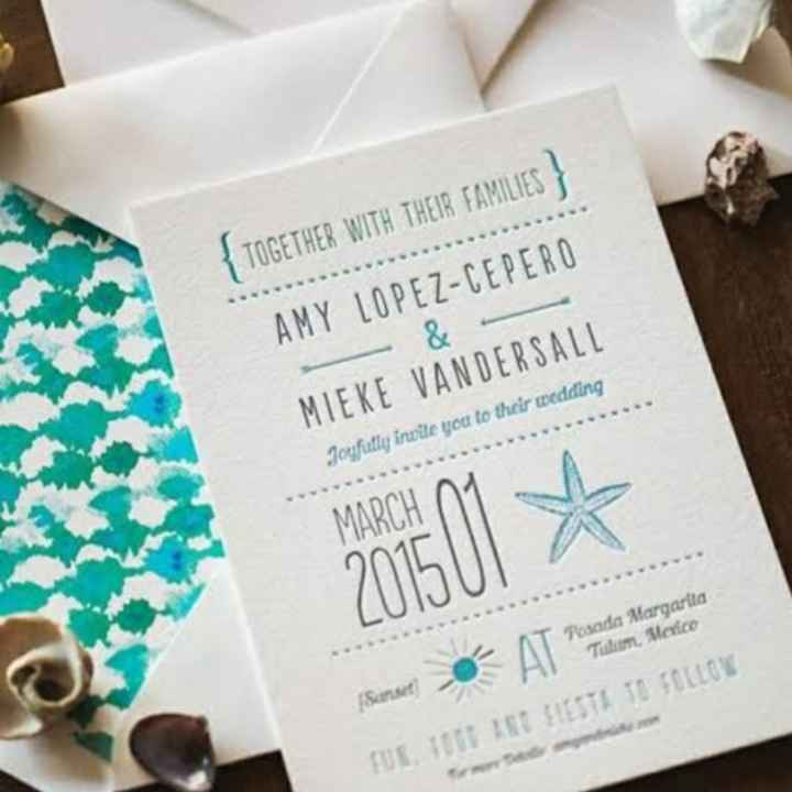 Necesito ideas para invitaciones para mi boda en playa. - 1