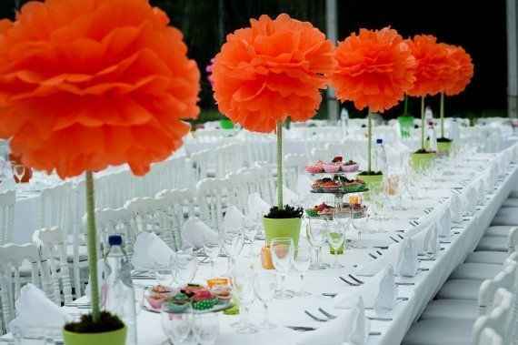 Pom Poms de centros de mesa
