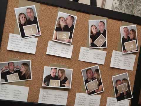 Plan para mesas con fotos de novios