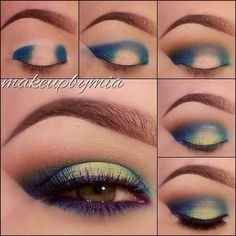 maquillaje tono azul-verde 