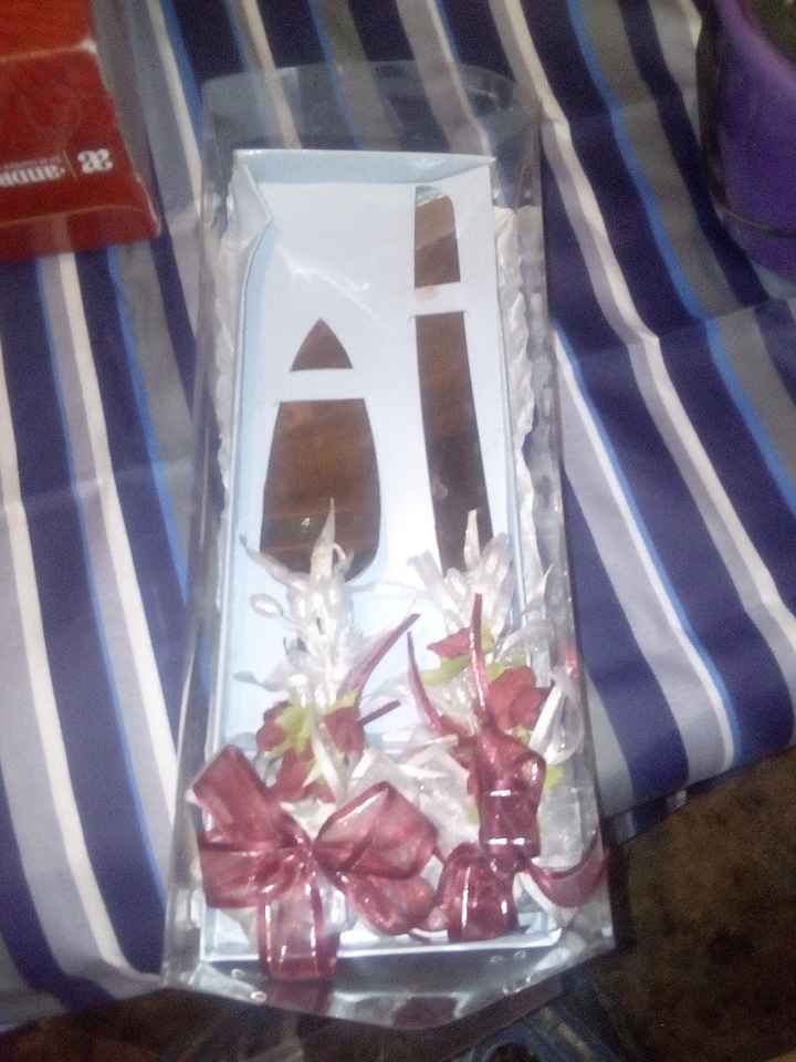 Anillos , lazo , zapatilla , me faltó las imagenes...arras, brindis , biblia y rosario , ramo , pala