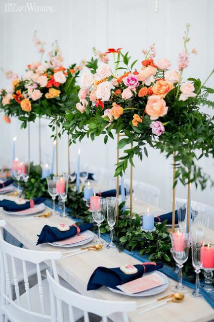 Centros de mesa altos en tonos rosas 💕🍓💓 4