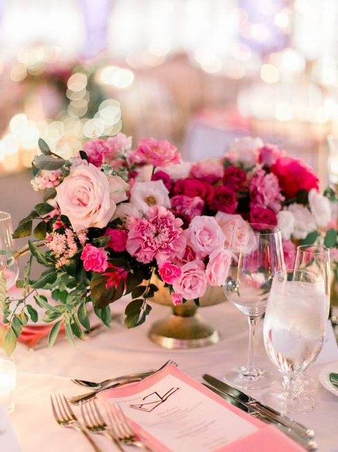 Centros de mesa bajos en tonos rosas 💓🍓💕 10