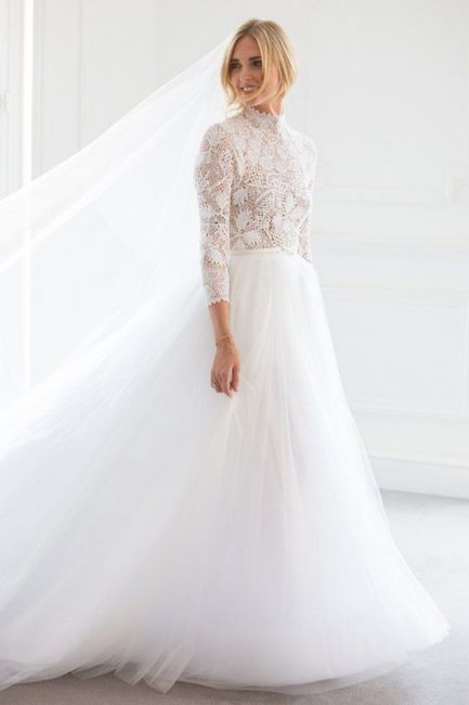 Inspo looks nupciales de novias famosas- Vestidos corte princesa con mangas 5