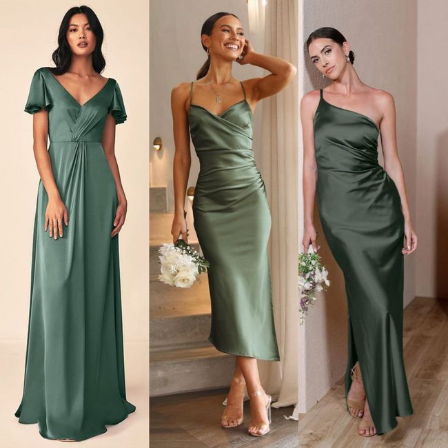 [Inspo]damas de honor en verde 💚: Dark sage vs. Esmeralda 1