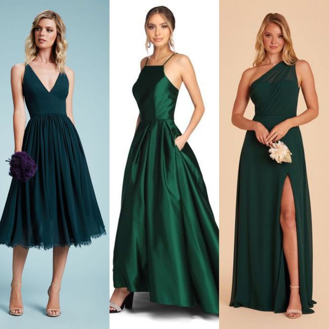 [Inspo]damas de honor en verde 💚: Dark sage vs. Esmeralda 2