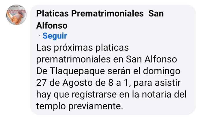 Templo para pláticas prematrimoniales iglesia en este mes 2