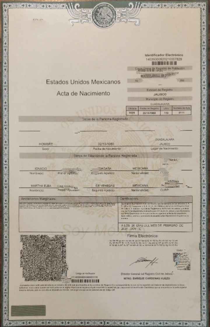 Acta de nacimiento - 1